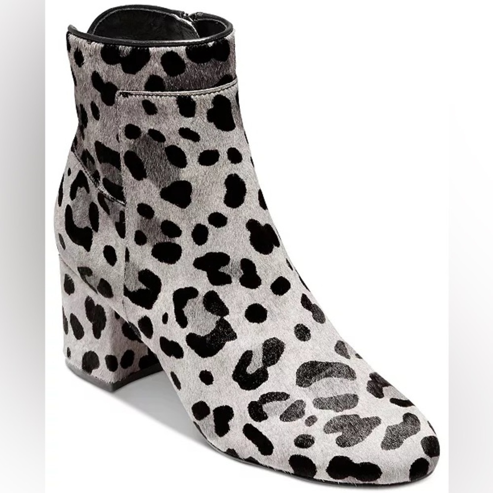 Cole Haan Leopard Calf Hair Block Heel Booties Size 7
